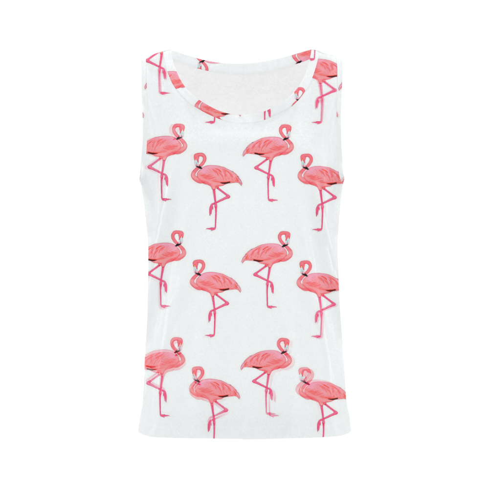 Pretty Pink Flamingo Pattern Tropical Summer Fashion All Over Print Tank Top for Women (Model T43)
