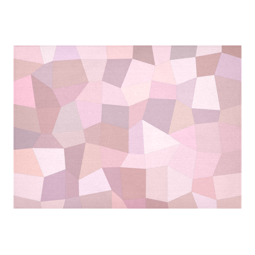 Pastel Pink Mosaic Cotton Linen Tablecloth 60"x 84"