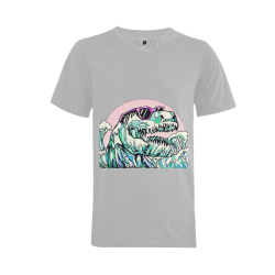 Dino Wave Men's V-Neck T-shirt (USA Size) (Model T10)