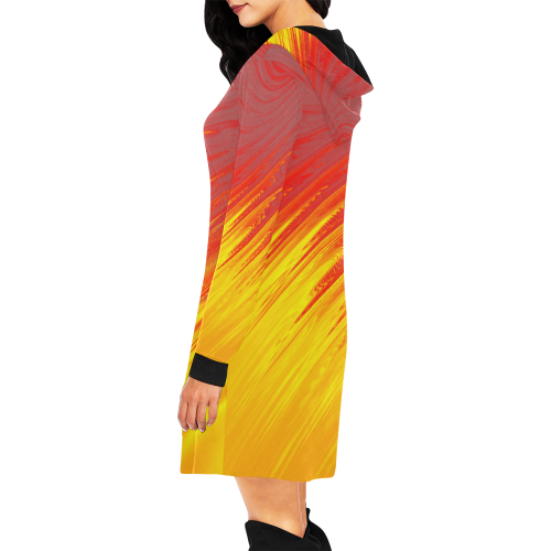 Flames Abstract All Over Print Hoodie Mini Dress (Model H27)