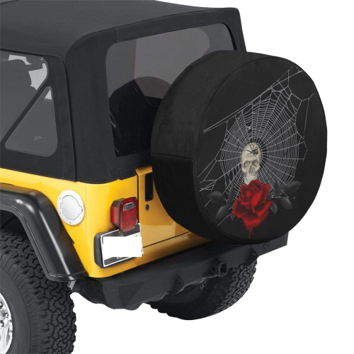 Gothic Skull, Spider And Spider Web 34 Inch Spare Tire Cover
