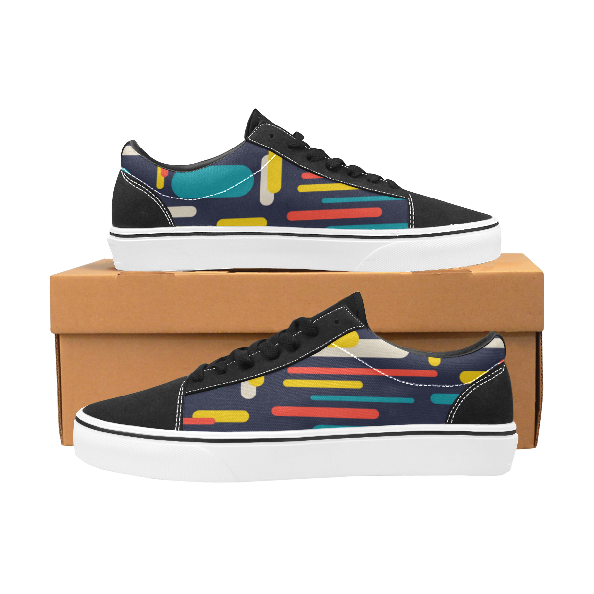 Colorful Rectangles Women's Low Top Skateboarding Shoes/Large (Model E001-2)