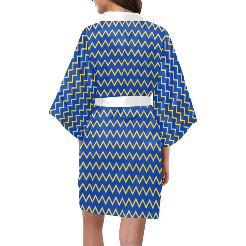 chevron Jaune/Bleu Kimono Robe