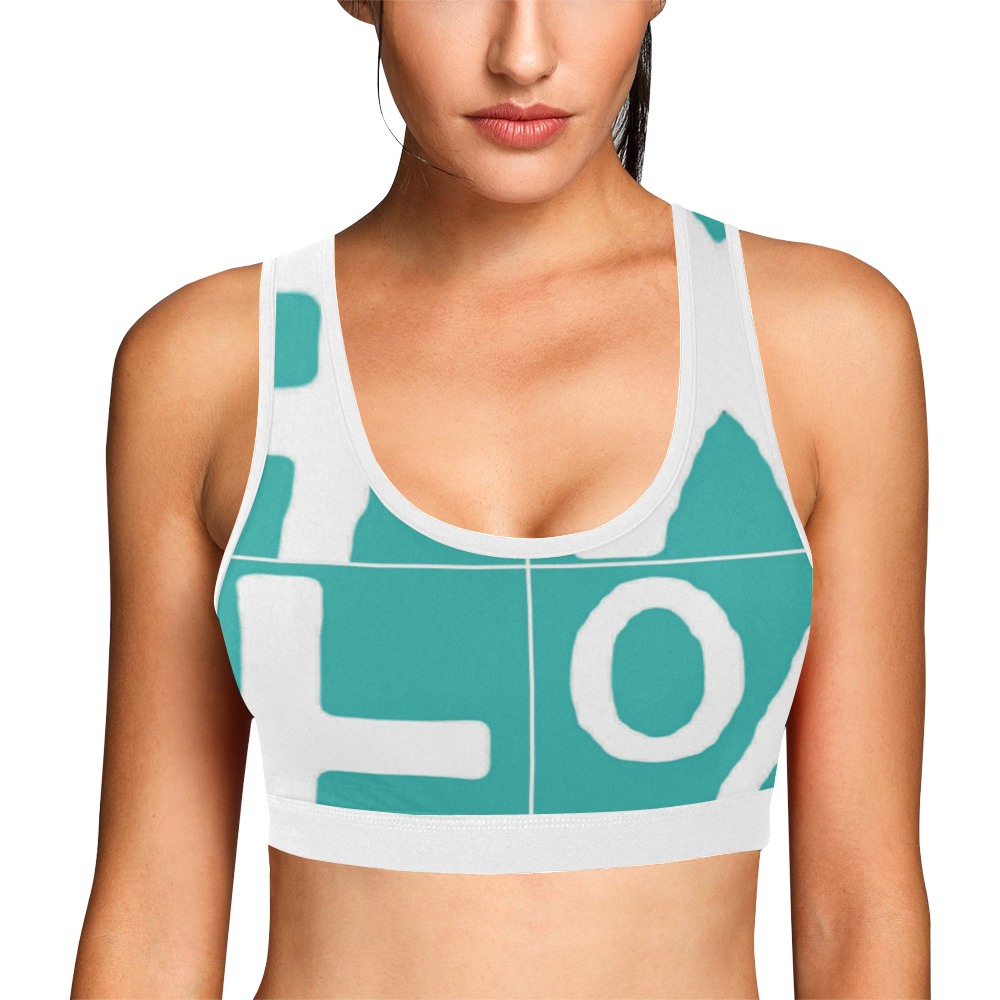 NUMBERS Collection Symbols White/Teal Women's All Over Print Sports Bra (Model T52)