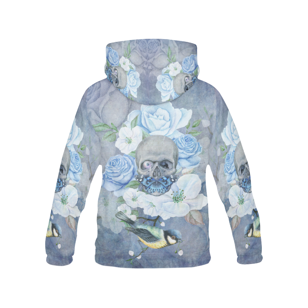 Gothic Skull With Butterfly All Over Print Hoodie for Women (USA Size) (Model H13)