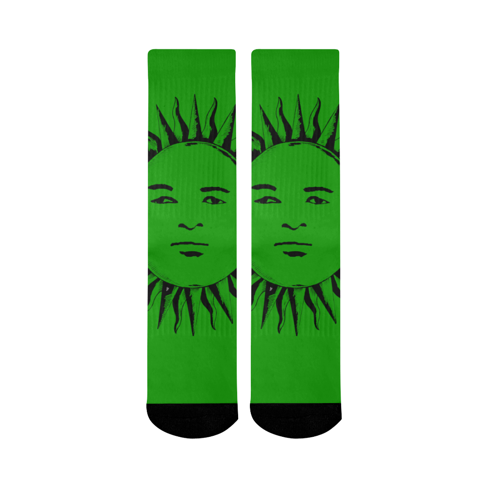 GOD Men Mid Socks Green & Black Mid-Calf Socks (Black Sole)