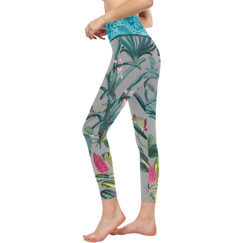 Ocean Waist Floral Legs Women's All Over Print High-Waisted Leggings (Model L36)