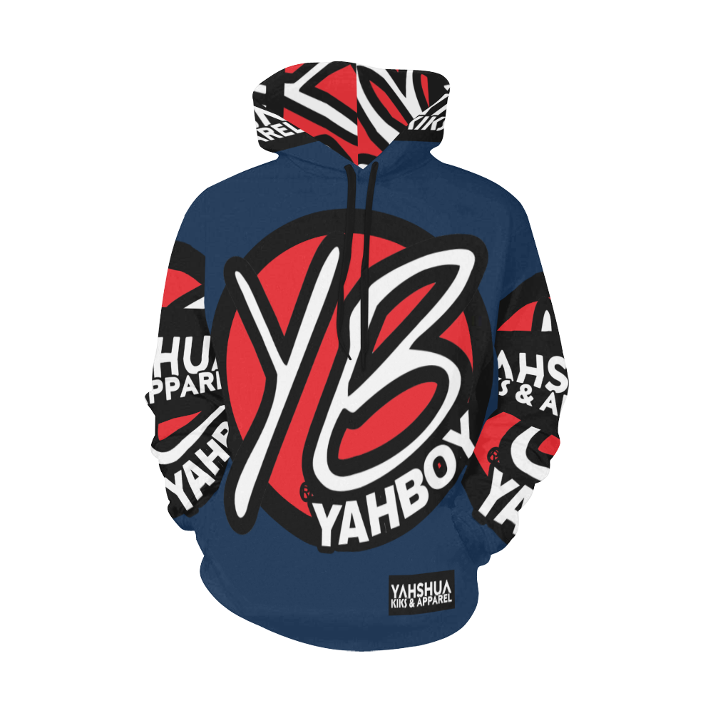 YahBoy Official Logo Blue All Over Print Hoodie for Men (USA Size) (Model H13)