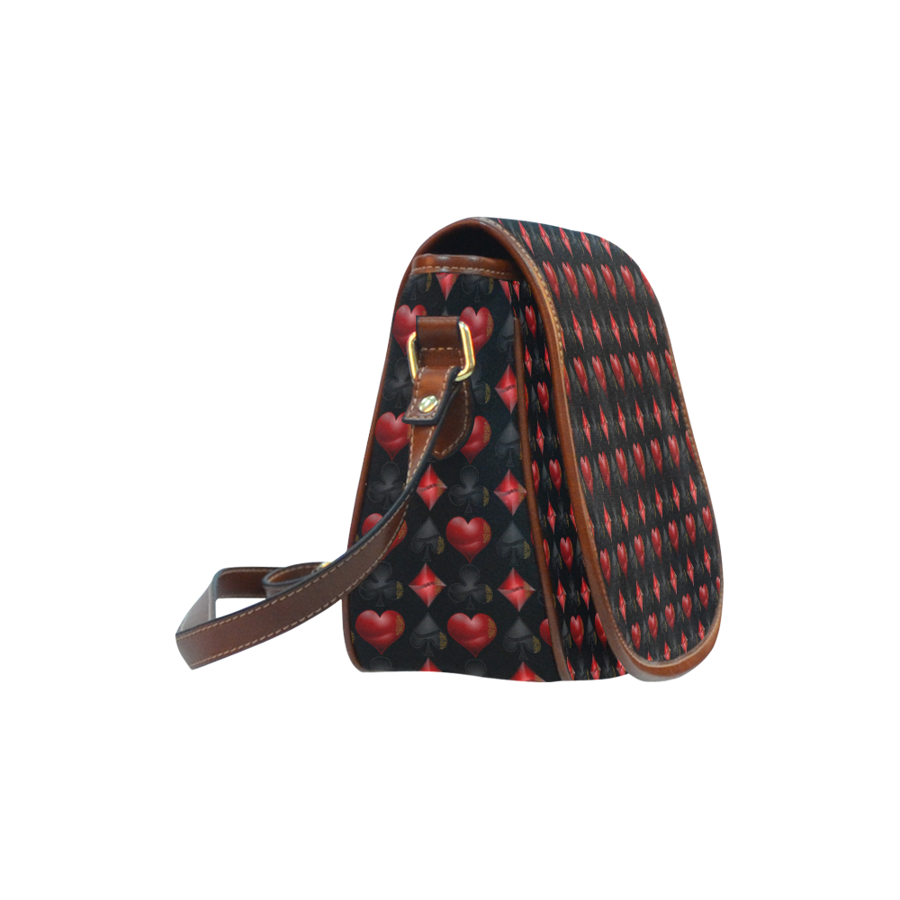Black and Red Casino Poker Card Shapes Saddle Bag/Small (Model 1649) Full Customization