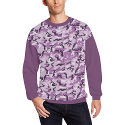 Woodland Pink Purple Camouflage  (Vest Style) Purple All Over Print Crewneck Sweatshirt for Men/Large (Model H18)