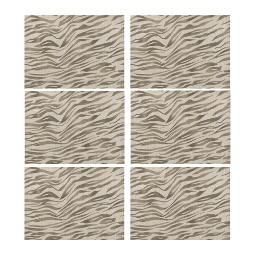 Linen Horizontal Large Tiger Animal Print Placemat 14’’ x 19’’ (Set of 6)