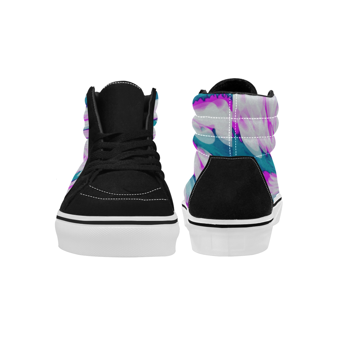 Turquoise Pink Tie Dye Swirl Abstract Women's High Top Skateboarding Shoes (Model E001-1)