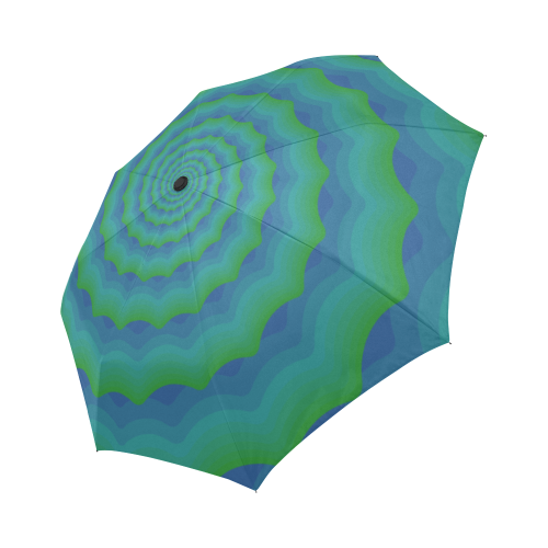 Green blue spiral shell Auto-Foldable Umbrella (Model U04)