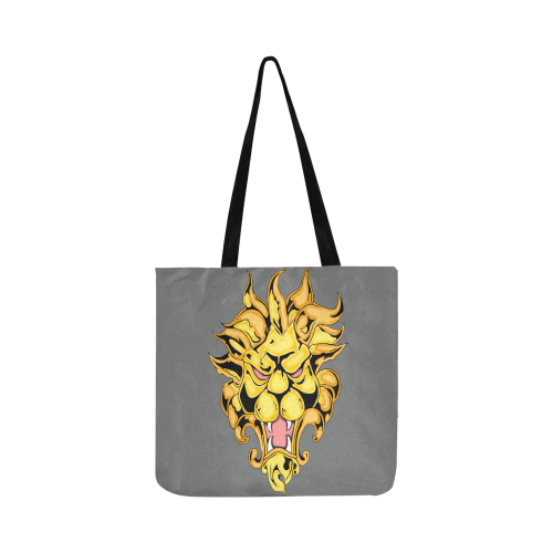 Gold Metallic Lion Grey Reusable Shopping Bag Model 1660 (Two sides)