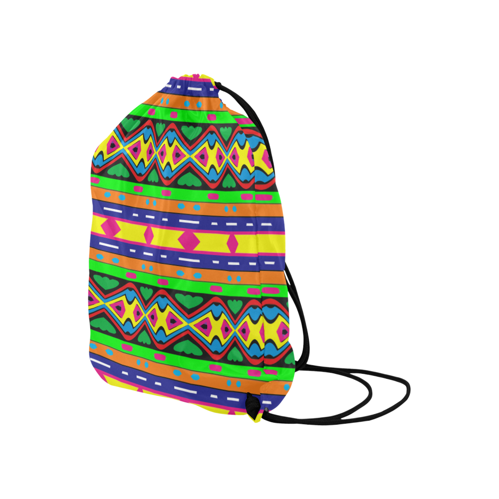 Distorted colorful shapes and stripes Large Drawstring Bag Model 1604 (Twin Sides)  16.5"(W) * 19.3"(H)