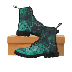 Fantasy Swirl Emerald Green. Martin Boots for Men (Black) (Model 1203H)