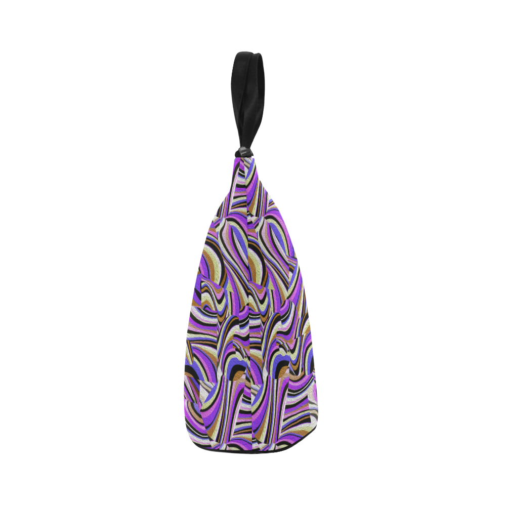 Groovy Retro Renewal - Purple Waves Nylon Lunch Tote Bag (Model 1670)