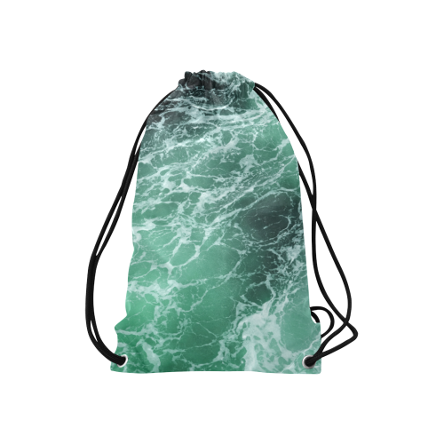 Green Ocean Wave. Small Drawstring Bag Model 1604 (Twin Sides) 11"(W) * 17.7"(H)