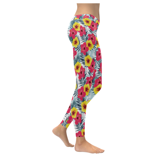Gumamela Tropical Women's Low Rise Leggings (Invisible Stitch) (Model L05)