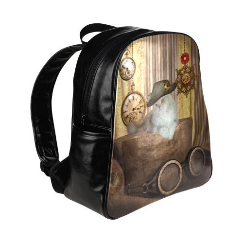 Funny steampunk cat Multi-Pockets Backpack (Model 1636)