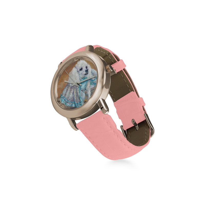 Bichon Ballerina Women's Rose Gold Leather Strap Watch(Model 201)