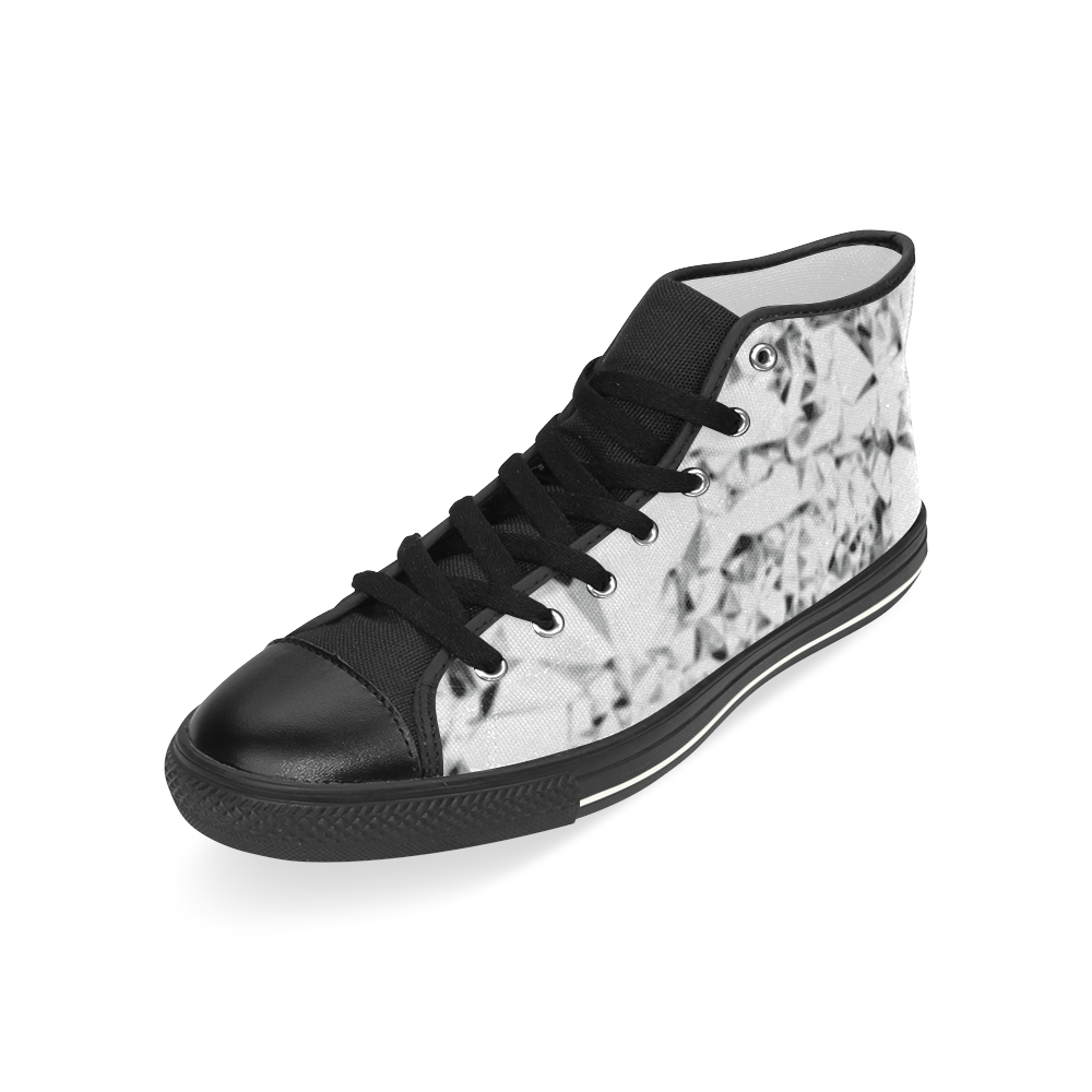 Diamond - black white silver triangle geometric abstract Men’s Classic High Top Canvas Shoes (Model 017)