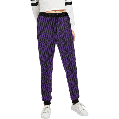 Gothic style Purple & Black Skulls Unisex All Over Print Sweatpants (Model L11)