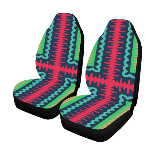 Waves in retro colors Car Seat Covers (Set of 2)