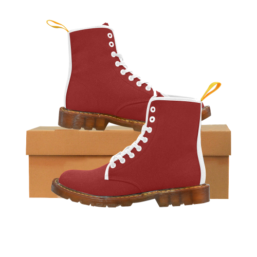 Dark Red and White Martin Boots For Women Model 1203H