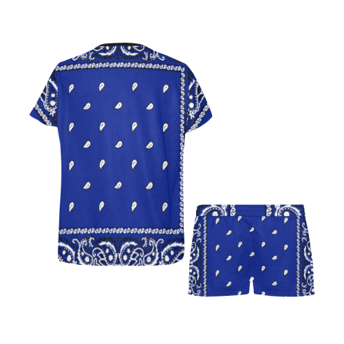 KERCHIEF PATTERN BLUE Women's Short Pajama Set