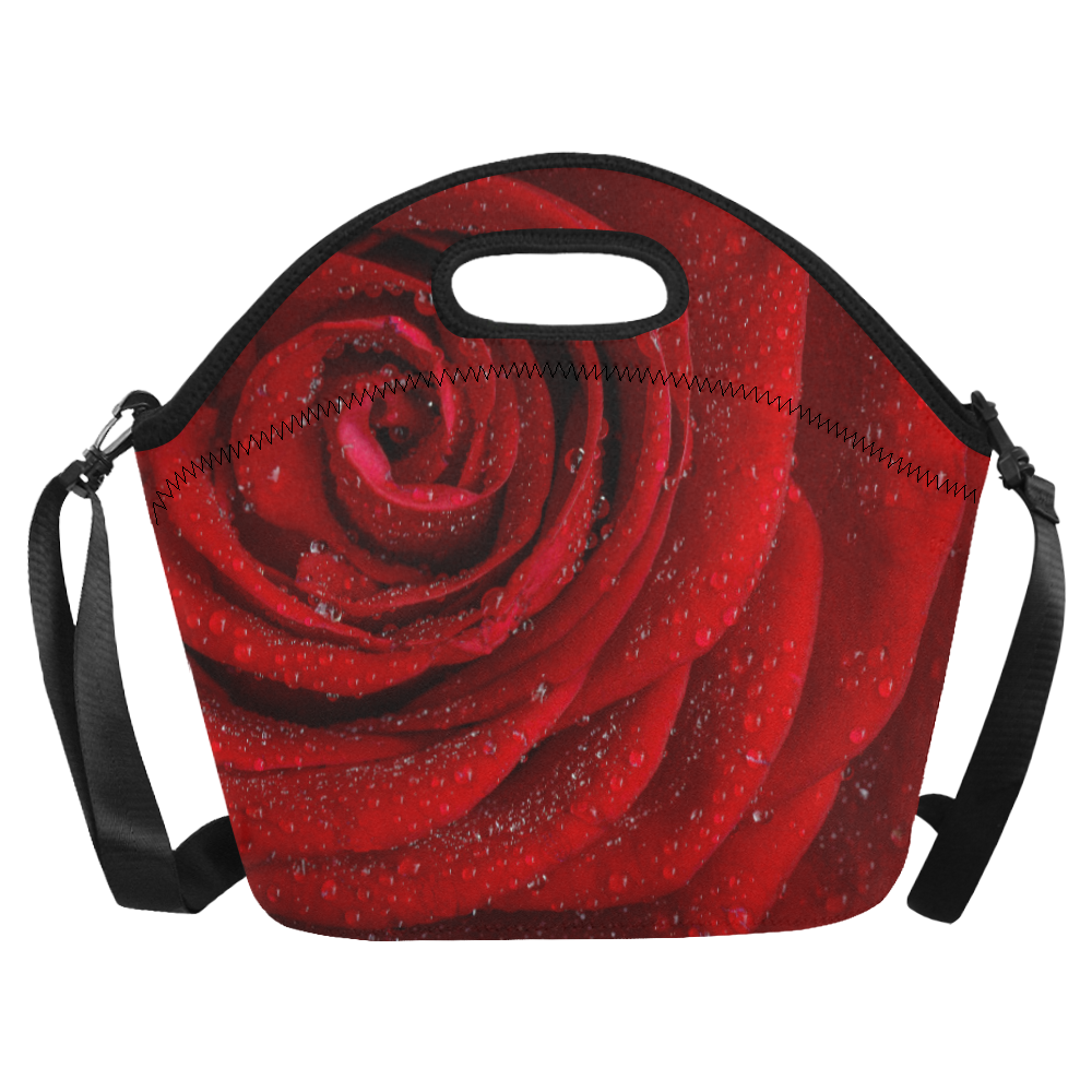 Red rosa Neoprene Lunch Bag/Large (Model 1669)