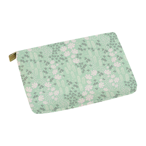 Mint Floral Pattern Carry-All Pouch 12.5''x8.5''