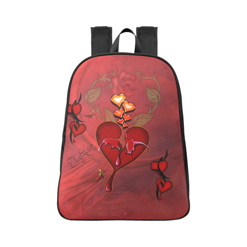 Wonderful hearts Fabric School Backpack (Model 1682) (Large)