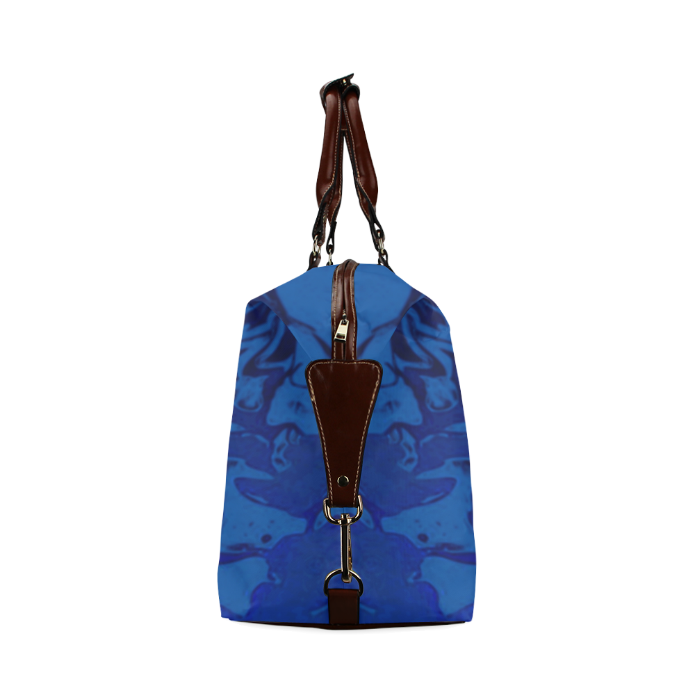Electric Blue - blue and black gradient swirl pattern Classic Travel Bag (Model 1643) Remake