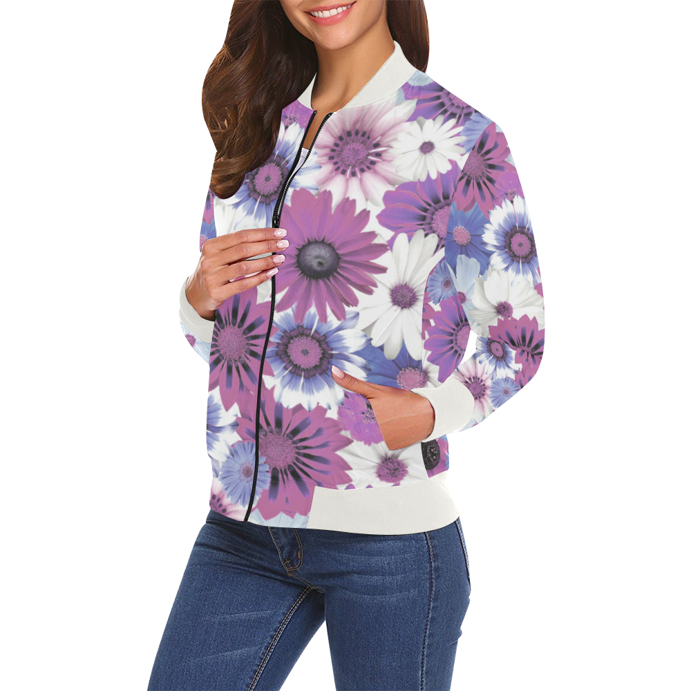 Spring Time Flowers 5 All Over Print Bomber Jacket for Women (Model H19)