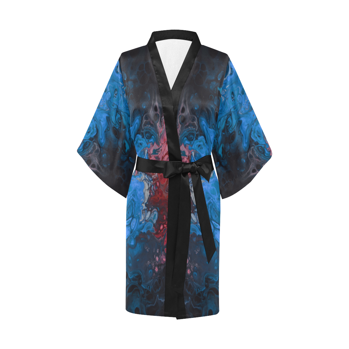 Fantasy Swirl Blue Red. Kimono Robe