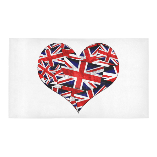 Union Jack British UK Flag Heart on White Bath Rug 16''x 28''