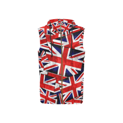 Union Jack British UK Flag All Over Print Sleeveless Zip Up Hoodie for Women (Model H16)