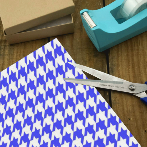 Friendly Houndstooth Pattern,blue by FeelGood Gift Wrapping Paper 58"x 23" (3 Rolls)