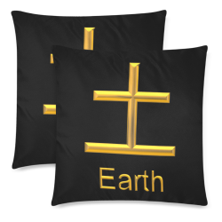 b-Golden Asian Symbol for Earth Custom Zippered Pillow Cases 18"x 18" (Twin Sides) (Set of 2)