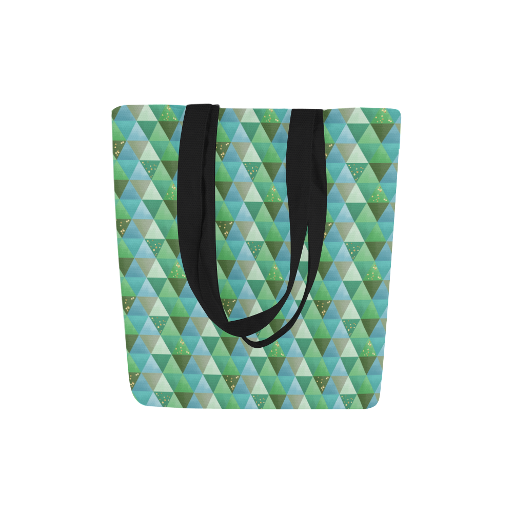 Triangle Pattern - Green Teal Khaki Moss Canvas Tote Bag (Model 1657)