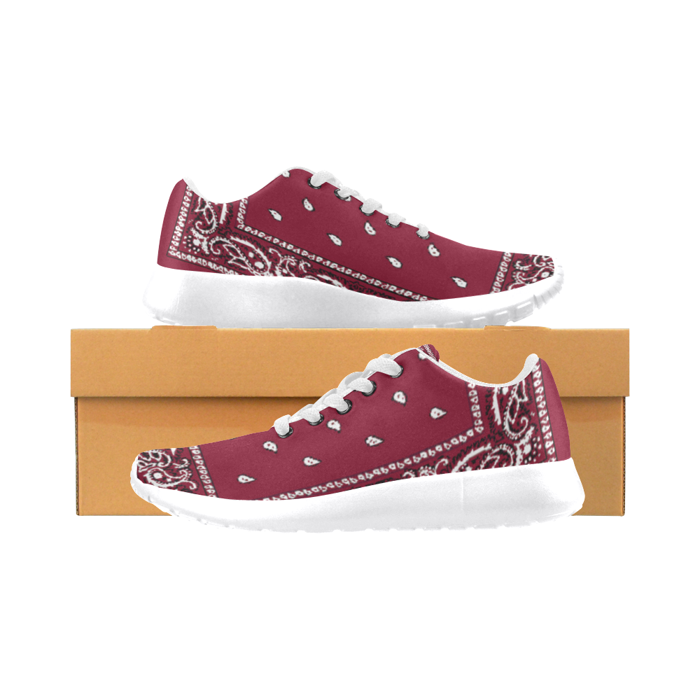 Burgundy Bandana Men-White Men’s Running Shoes (Model 020)