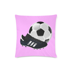 Soccer Ball and Shoe on Pink Custom Zippered Pillow Case 16"x16"(Twin Sides)