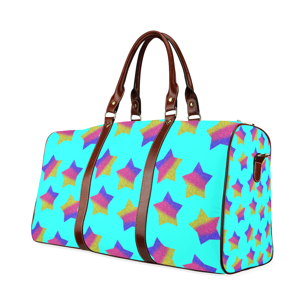 ombre glitter  star pattern blue Waterproof Travel Bag/Small (Model 1639)