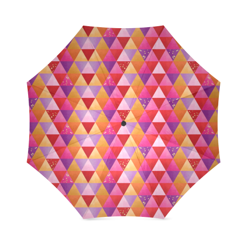 Triangle Pattern - Red Purple Pink Orange Yellow Foldable Umbrella (Model U01)