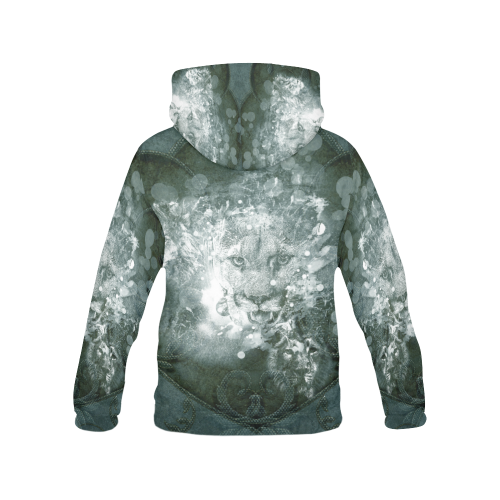 White lion All Over Print Hoodie for Women (USA Size) (Model H13)