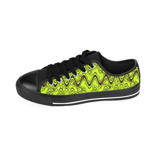 Yellow and Black Waves pattern design Men's Classic Canvas Shoes/Large Size (Model 018)