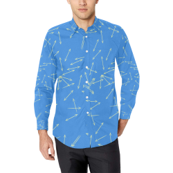 Arrows Every Direction Yellow on Blue Men's All Over Print Casual Dress Shirt (Model T61)