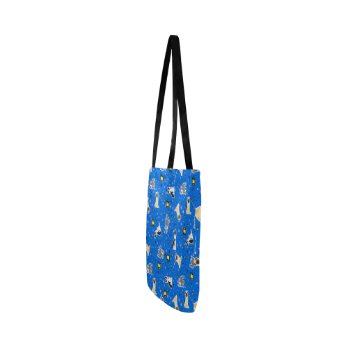 Pugs Frenchies and Bostons on Blue Reusable Shopping Bag Model 1660 (Two sides)
