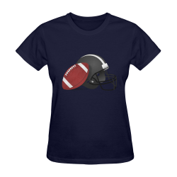 Sports Football and Football Helmet Blue Sunny Women's T-shirt (Model T05)
